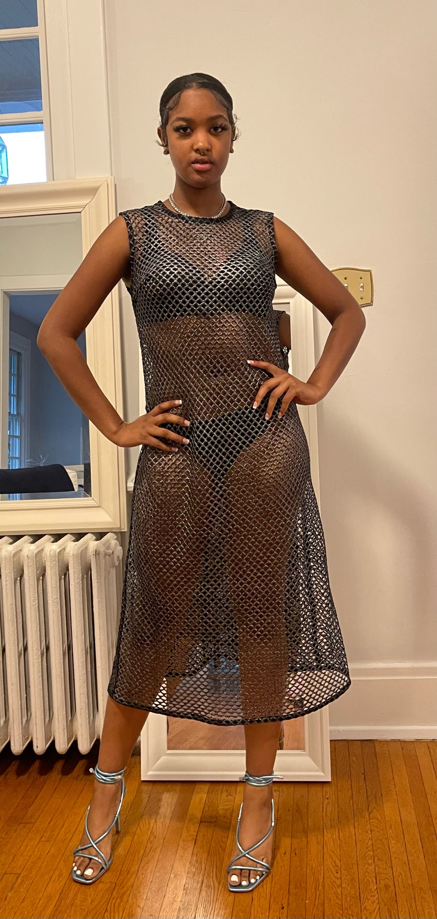 Metallic Netting Dress