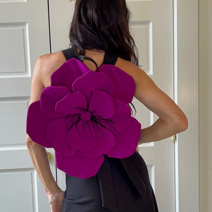 Formal Dress Black With Purple Flower On The Back